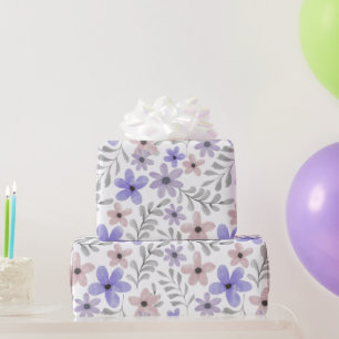 Papel de embrulho floral lavanda aquarela