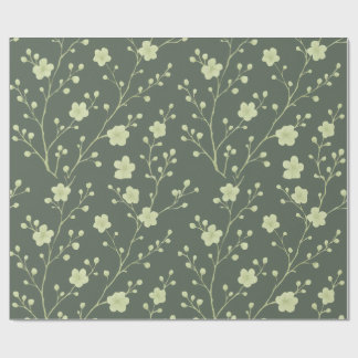 Papel de embrulho floral minimalista em verde sálv