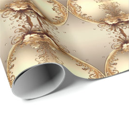 Papel de embrulho floral ornamentado dourado