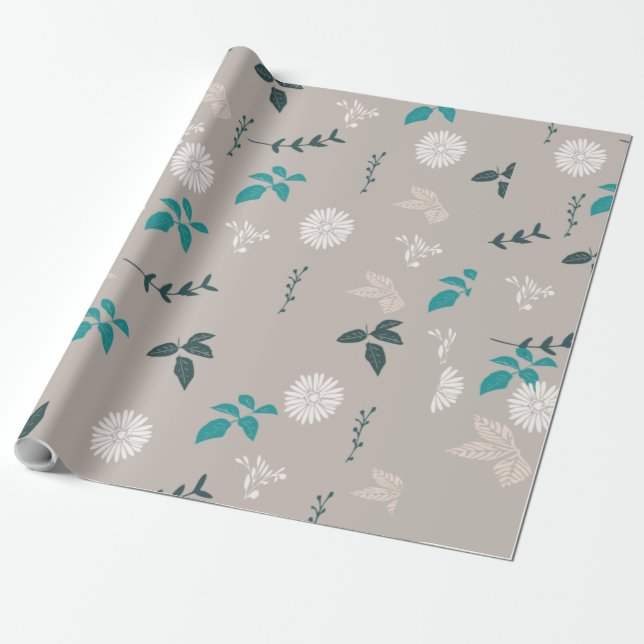 Papel de embrulho floral para presentes (Desenrolado)