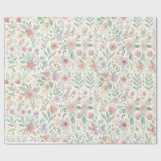 Papel de Embrulho Floral Pastel
