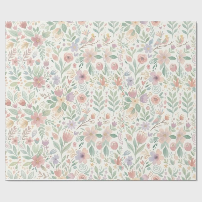 Papel de Embrulho Floral Pastel (Aberto)