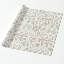 Papel de Embrulho Floral Pastel