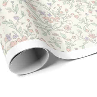 Papel de embrulho floral pastel shabby chic sem em