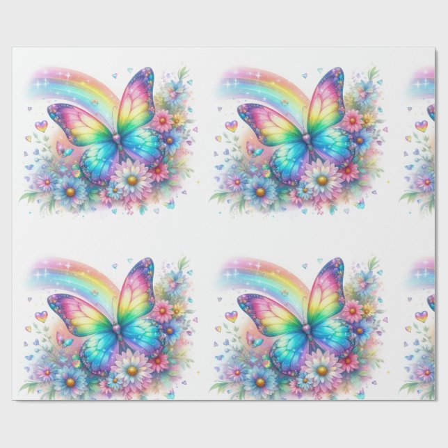 Papel de Embrulho - Floral Primavera Pastel Papel  (Aberto)