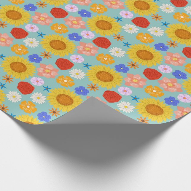Papel de Embrulho Floral Retro (Ponta)