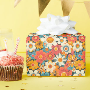 Papel de Embrulho Floral Retro Daisy