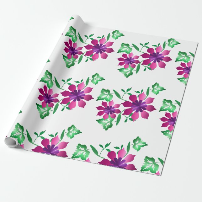 Papel de embrulho floral rosa (Desenrolado)