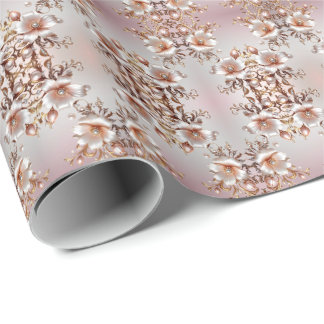 Papel de embrulho floral rosa decorativo