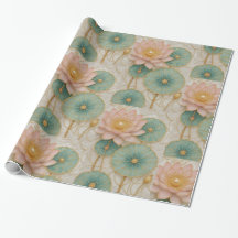 Papel de embrulho floral rosa e verde Opulence