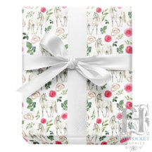 Papel de Embrulho Floral Rosa Equestre Rústico