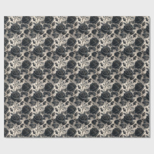 Papel de Embrulho Floral Rosa Preta