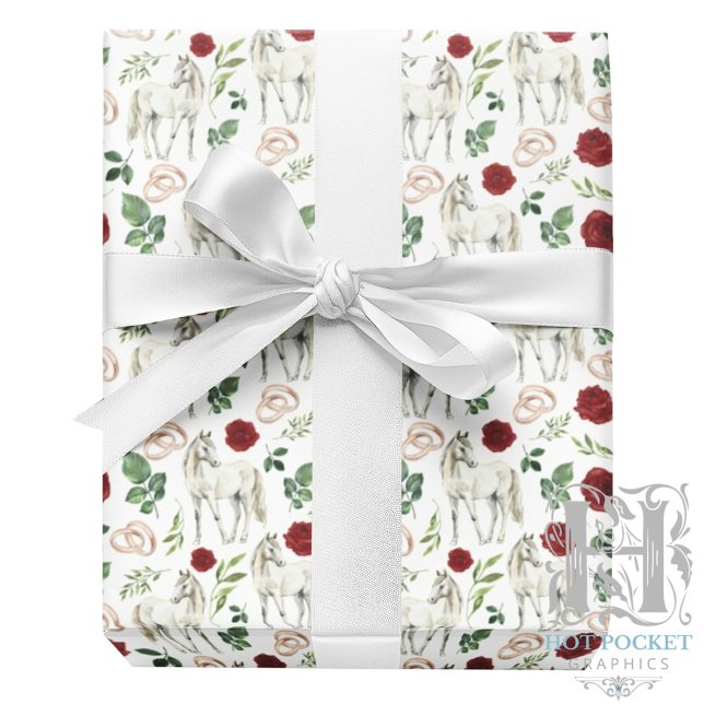 Papel de embrulho Floral Rústico Equestre Vermelho (Criador carregado)