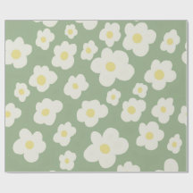 Papel de embrulho floral verde e branco