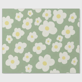 Papel de embrulho floral verde e branco