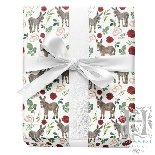 Papel de Embrulho Floral Vermelho Burro Rústico (Criador carregado)
