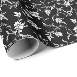 Papel de embrulho floral vinha Noir