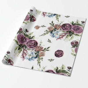 Papel de embrulho floral vintage em tons de Malva