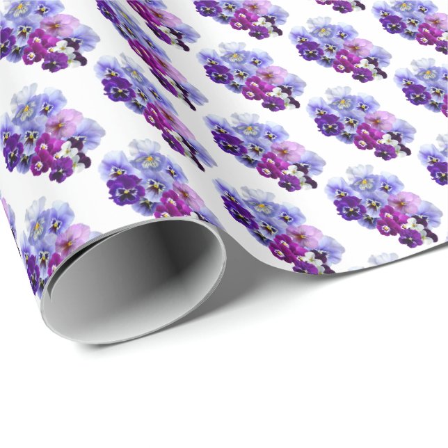 Papel de embrulho floral Violetas Tricolores (Ponta do rolo)