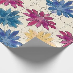 Papel de Embrulho Flores de Azulejos em Aquarela