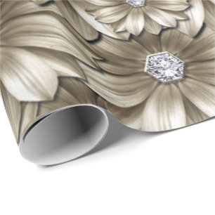 Papel de embrulho Flores de Ouro Diamante Pedra Pr