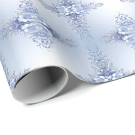 Papel de embrulho Flores Ornamentais Azuis com Pér