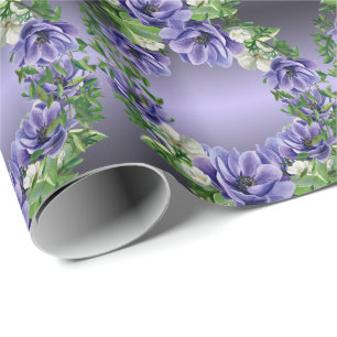 Papel de Embrulho Flores Roxas Aquarela