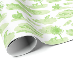 Papel de embrulho Florida Toile (verde limão)