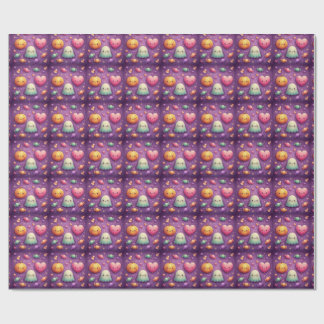 Papel de embrulho fofo Kawaii de Halloween