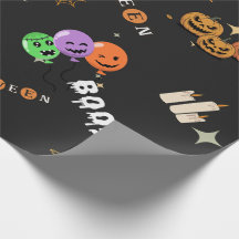 Papel de embrulho fofo Kawaii Halloween com padrão