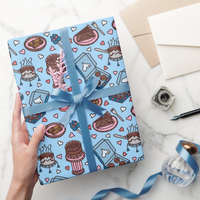 Papel de embrulho fofo para amantes de chocolate (Presentear)