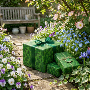Papel de Embrulho Folhas de Morango Verdes
