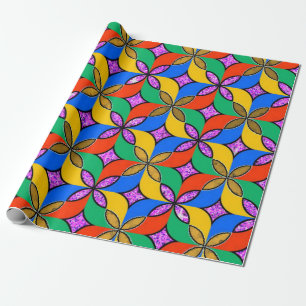 Papel de embrulho fosco com design 3D multicolorid