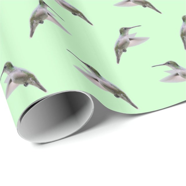 Papel de embrulho Frenesi de Beija-flor (verde cla (Ponta do rolo)
