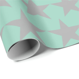 Papel de embrulho - Fundo azul com estrela cinza