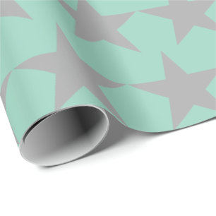Papel de embrulho - Fundo azul-turquesa estrela ci