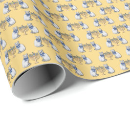 Papel de embrulho Gatos e Menorás