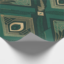 Papel de embrulho geométrico Art Déco esmeralda