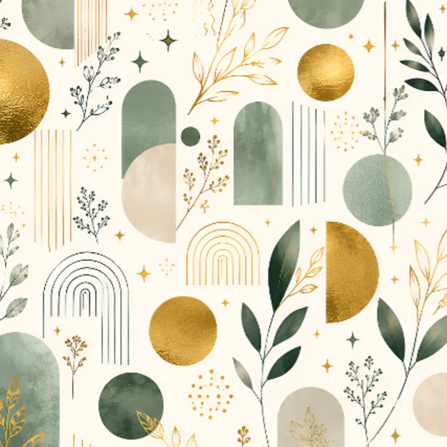 Papel de embrulho geométrico botânico de luxo dour (Luxury Botanical Gold Geometric Wrapping Paper)