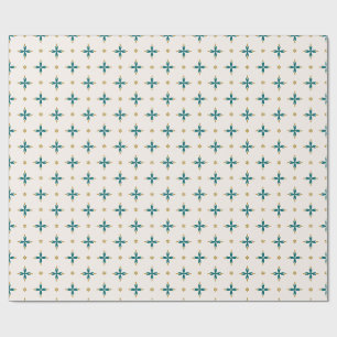 Papel de embrulho Geométrico dourado e verde