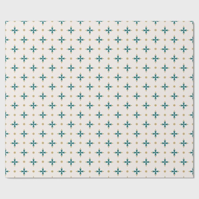 Papel de embrulho Geométrico dourado e verde (Aberto)