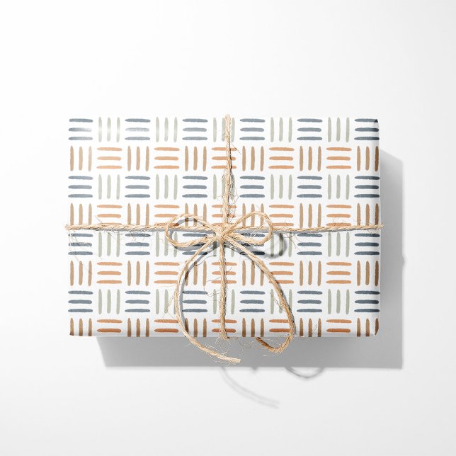Papel de Embrulho Geométrico Linhas Boho Azul (Criador carregado)
