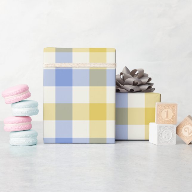 Papel de embrulho - Gingham celeste (Chá de bebê)