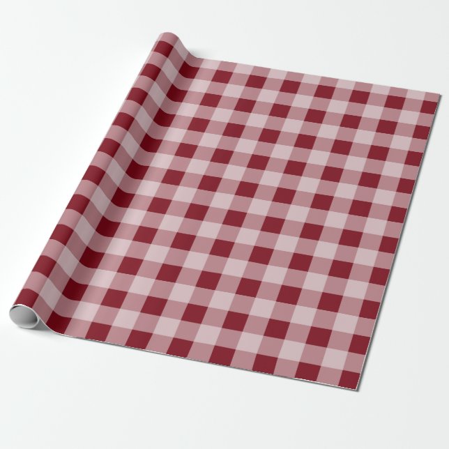Papel de embrulho Gingham Natal País Vermelho (Desenrolado)