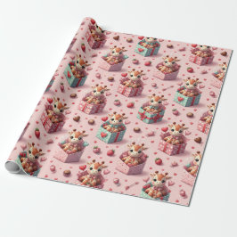 Papel de embrulho Girafas do Dia dos Namorados