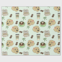 Papel de embrulho Goldendoodle Coffee & Books