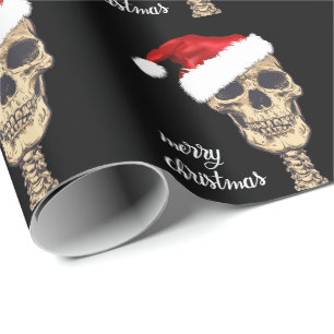 Papel de embrulho gótico do Feliz Natal do crâni