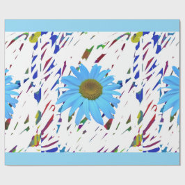 Papel de embrulho gráfico abstrato Blue Daisy