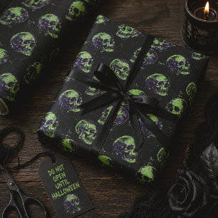 Papel de embrulho Halloween Grunge Gótico Caveiras