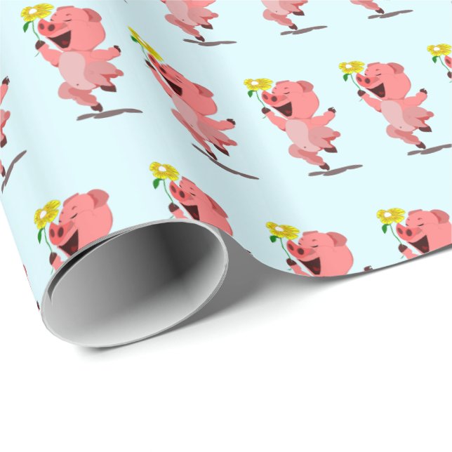 Papel de embrulho Happy Piggy (Ponta do rolo)